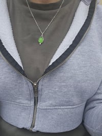Image 7 of Cornish Spring Green Seaglass Necklace with Silver Ball 