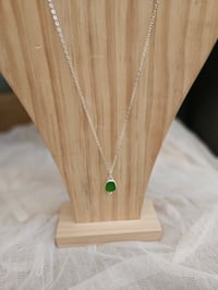 Image 8 of Cornish Spring Green Seaglass Necklace with Silver Ball 