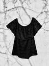 BLACK VELVET LACE RUFFLE TOP