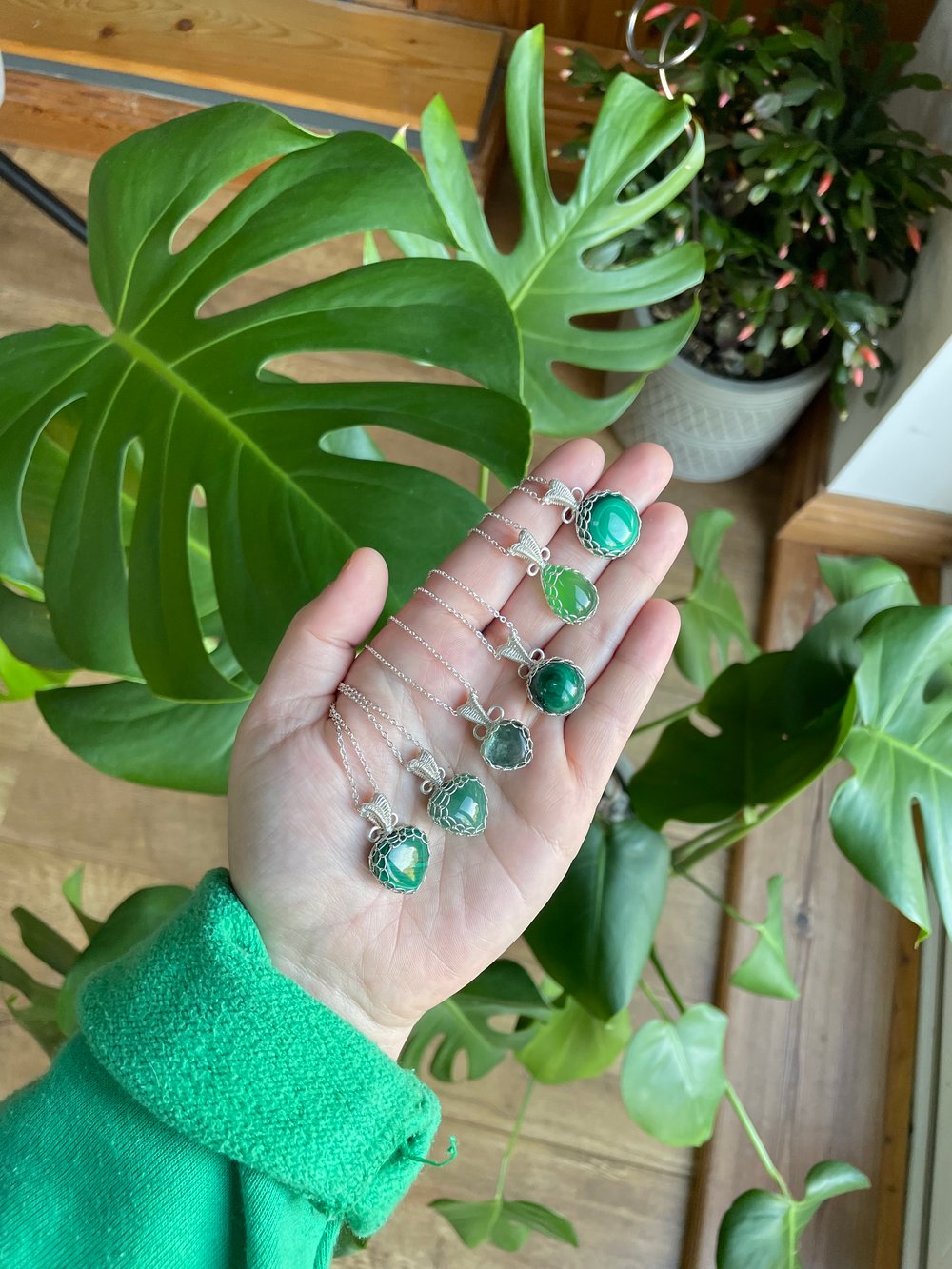 forest green crystal necklaces! 