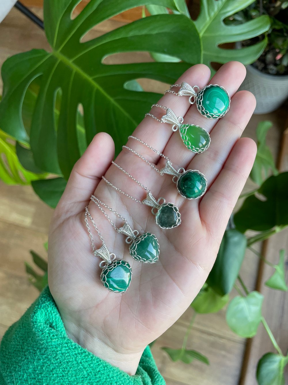 forest green crystal necklaces! 