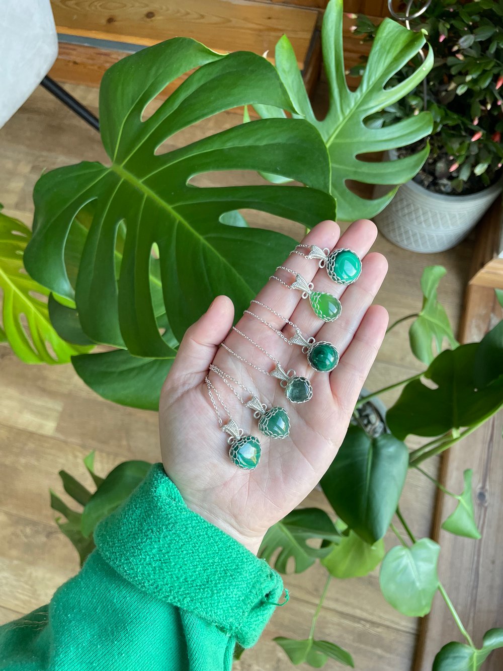 forest green crystal necklaces! 