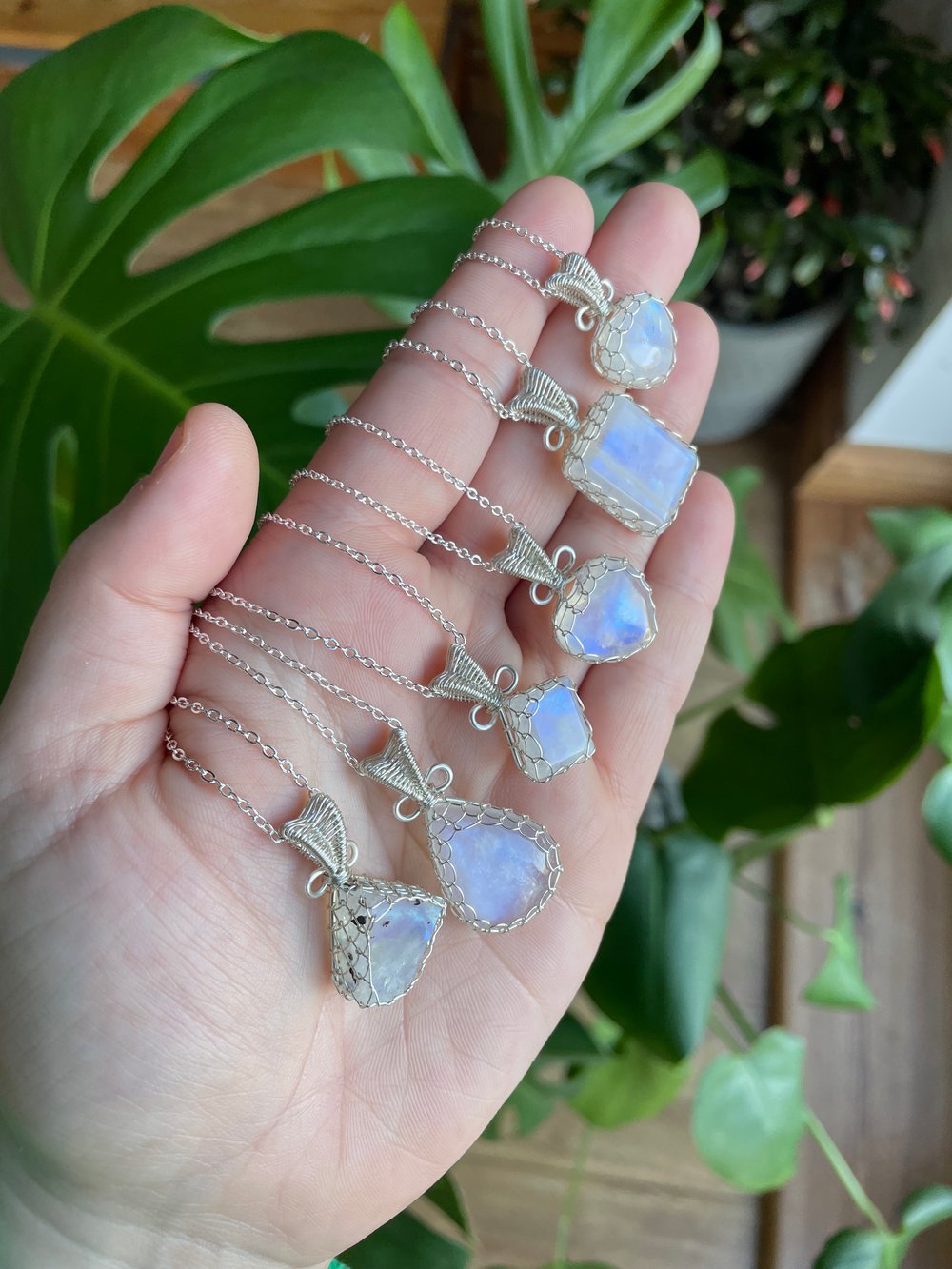 rainbow moonstone crystal necklaces! 