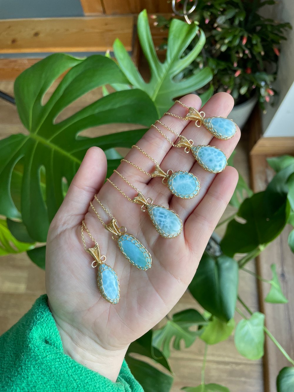 ocean larimar crystal necklaces! 