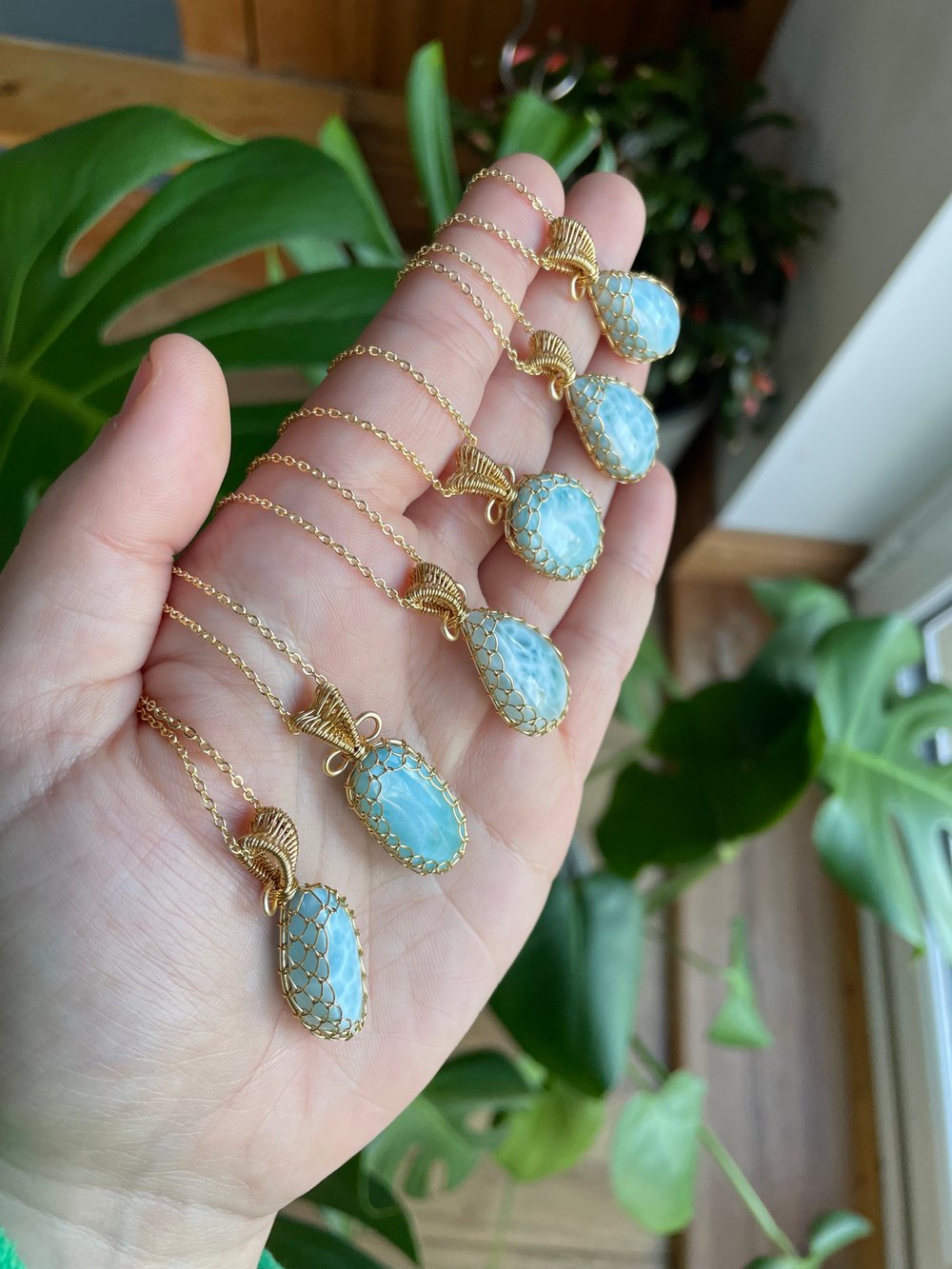 ocean larimar crystal necklaces! 