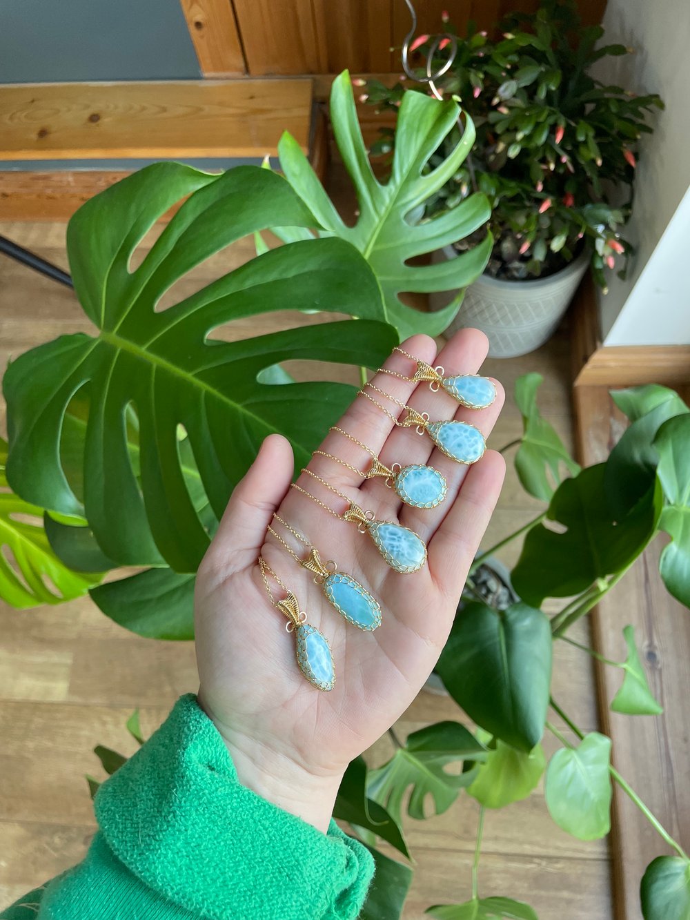 ocean larimar crystal necklaces! 