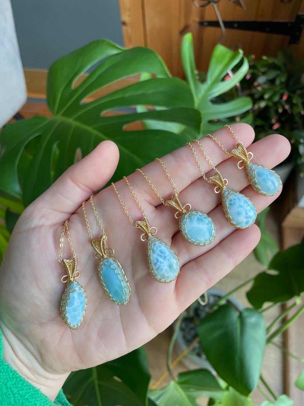 ocean larimar crystal necklaces! 