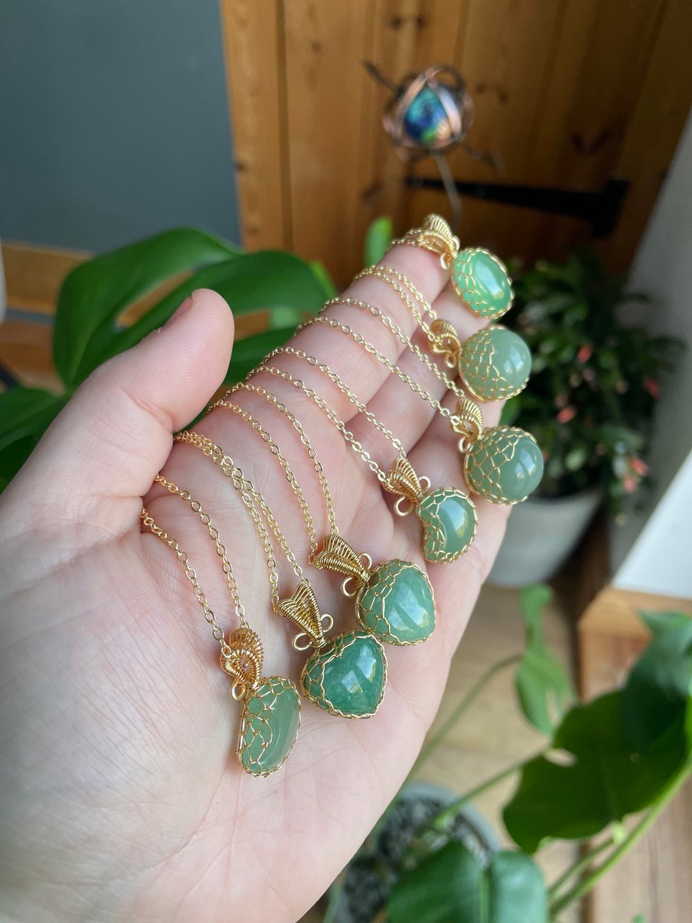 christmas green crystal necklaces! 