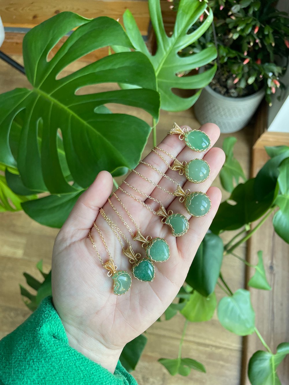 christmas green crystal necklaces! 