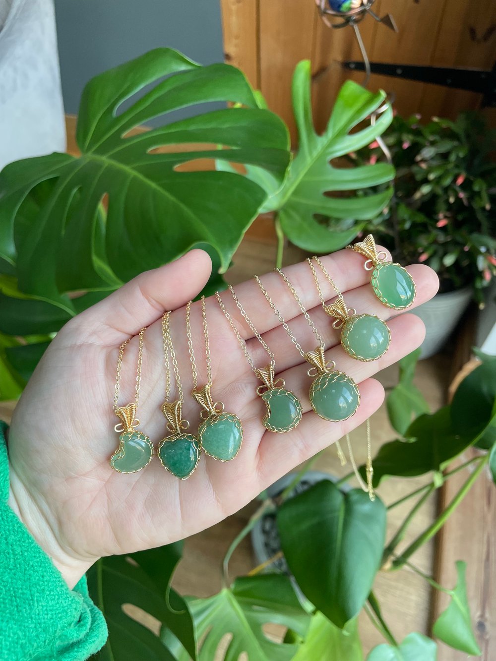 christmas green crystal necklaces! 