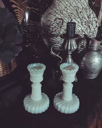 Image 1 of Opal glass candle sticks 