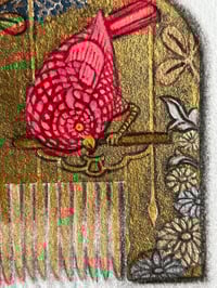 Image 4 of Kanzashi Comb: Perching Bird, Cage and Chrysanthumums
