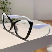 Image 2 of Black & White Cateye Clear Frames