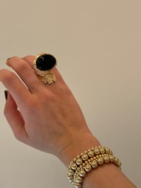 Image 5 of YSL Black Stone Accent Ring - Size 6