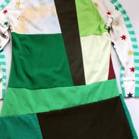 Image 5 of meow black kitty cat green patchwork 14/16 longsleeved raglan courtneycourtney tunic tshirt dress