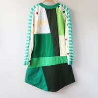 Image 6 of meow black kitty cat green patchwork 14/16 longsleeved raglan courtneycourtney tunic tshirt dress
