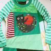 Image 7 of meow black kitty cat green patchwork 14/16 longsleeved raglan courtneycourtney tunic tshirt dress