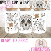 Image 1 of Skull flowers UVDTF cup wrap 