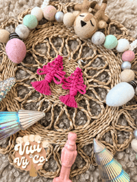 Droopy Christmas Tree Earrings- RTS- Hottest Pink