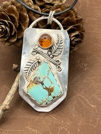 Image 3 of Turquoise and Amber Pendant
