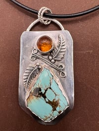 Image 1 of Turquoise and Amber Pendant