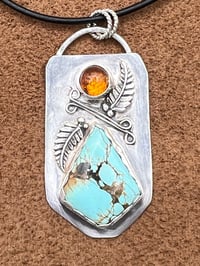 Image 2 of Turquoise and Amber Pendant