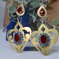 Image 1 of Vintage Turcoman Gold Wash Silver Earrings - (TS017)