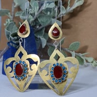 Image 2 of Vintage Turcoman Gold Wash Silver Earrings - (TS017)