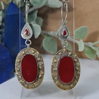 Image 1 of Vintage Turcoman Silver Earrings - (TS013)