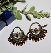 Image 1 of Vintage Kuchi Silver beaded Earrings - (TS009)