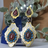 Image 1 of Vintage Turcoman Gold Wash Silver Earrings - (TS005)