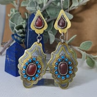 Image 2 of Vintage Turcoman Gold Wash Silver Earrings - (TS005)