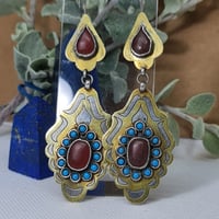 Image 3 of Vintage Turcoman Gold Wash Silver Earrings - (TS005)