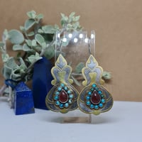 Image 2 of Vintage Turcoman Gold Wash Silver Earrings - (TS004)