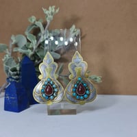 Image 3 of Vintage Turcoman Gold Wash Silver Earrings - (TS004)