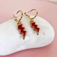 Image 1 of Red Lightning Bolt Half Hoops
