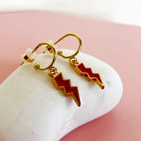 Image 2 of Red Lightning Bolt Half Hoops