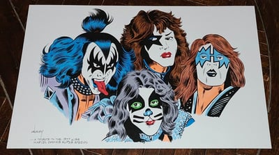Image of KISS! 11x17 PRINT! HAND-COLORED! A TRIBUTE TO THE 1977 KISS MARVEL COMICS SUPER SPECIAL!