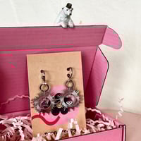 Image 2 of Happy Sunburst Silver Half Hoops - One of a Kind