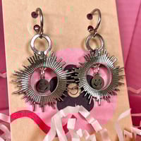 Image 5 of Happy Sunburst Silver Half Hoops - One of a Kind