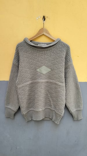 Maglione grigio inserto pelle 