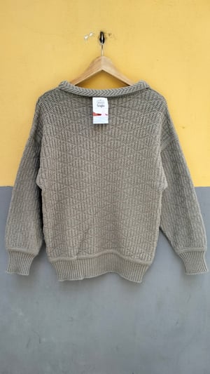 Maglione grigio inserto pelle 