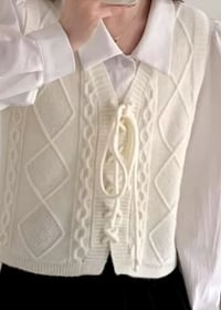 Image 1 of White Knitted Vest Lace-up