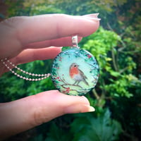 Image 4 of Robin with Holly and Ivy Resin Pendant