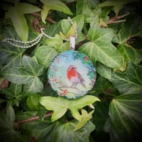 Image 2 of Robin with Holly and Ivy Resin Pendant