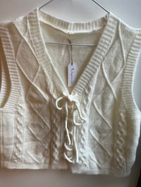 Image 2 of White Knitted Vest Lace-up