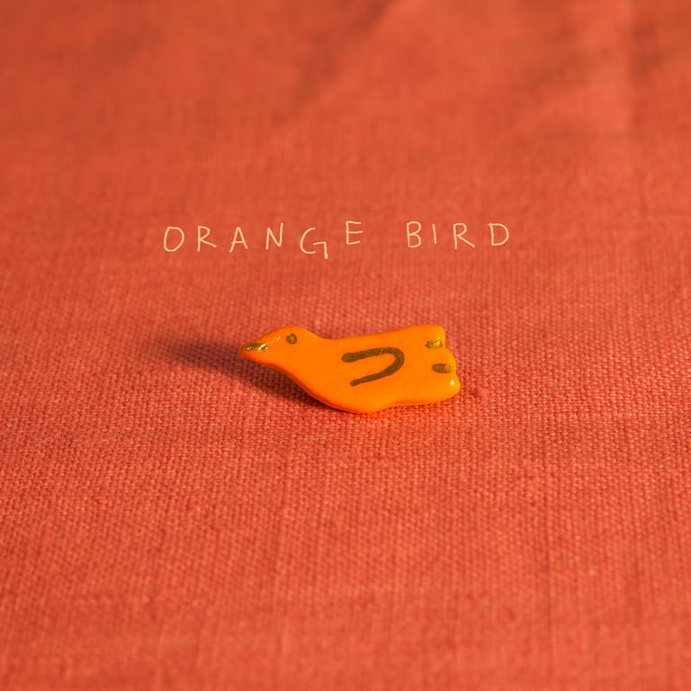 Orange Bird Brooch