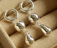 Water Drop Round Ball Earrings Silver color