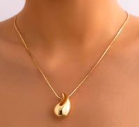 Image 4 of Stainless Steel Necklace Waterdrop Necklace Gold