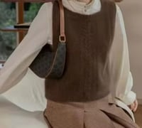 Knitted Sweater Vest Women Round Neck Chocolate